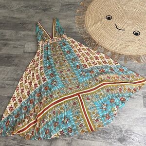 Nicolle Miller Studio 100% maxi multicolored summer sundress ethnic dress Sz 0